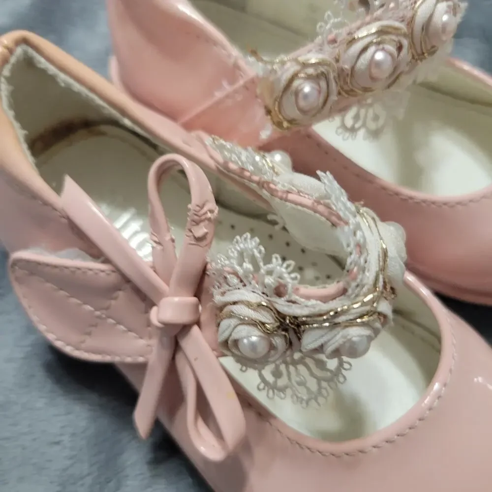 Utopia Shoes Little Girl 7 Pink Floral Strap Dress Up Flowers Loose Needs Repair